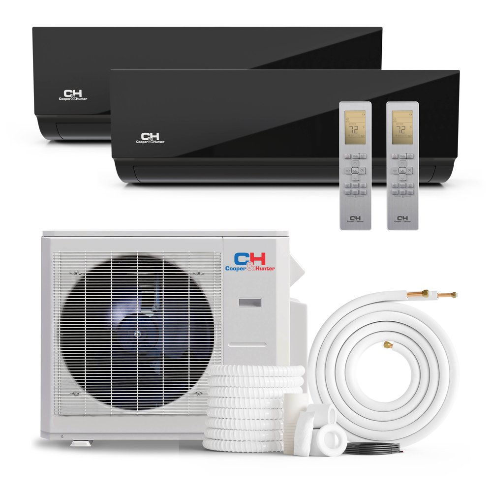 Cooper & Hunter Hyper Olivia Midnight 28,000 BTU 2-Zone 12k+24k Wall Mount, 230V, R454B - Ductless Mini Split Air Conditioner Heat Pump 1