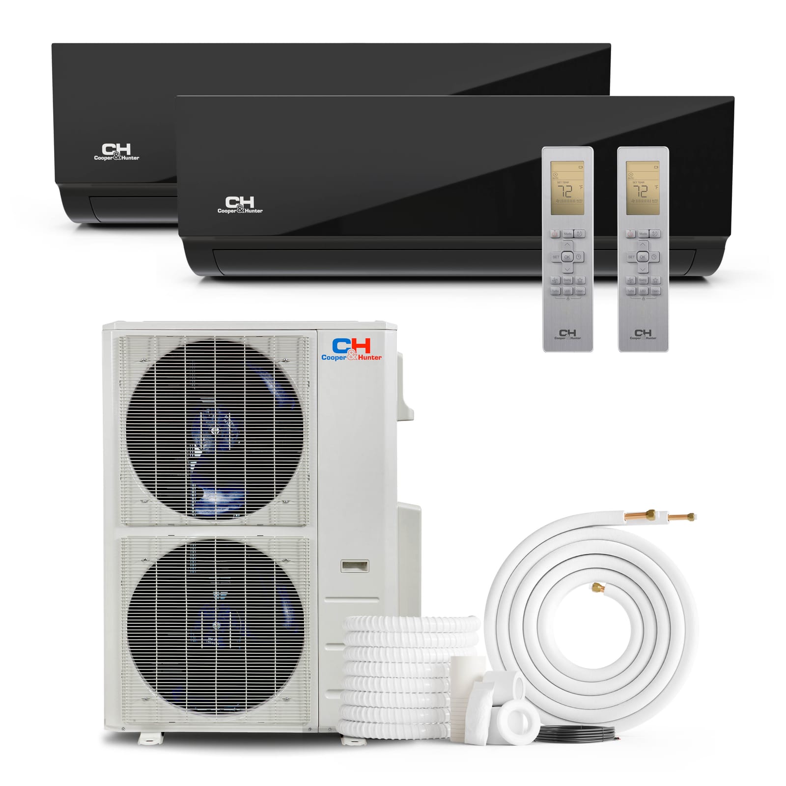 Cooper & Hunter Hyper Olivia Midnight 55,000 BTU 2-Zone 9k+24k Wall Mount, 230V, R454B - Ductless Mini Split Air Conditioner Heat Pump 1