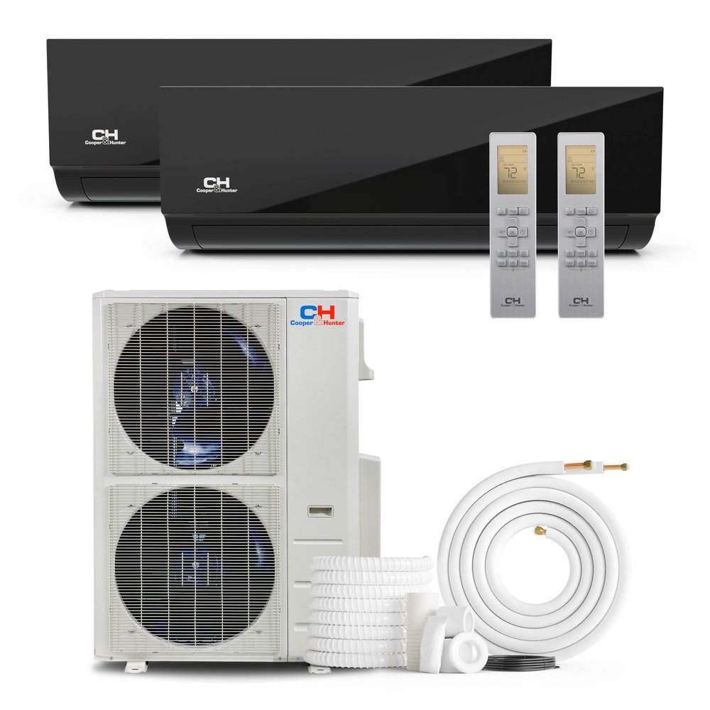 Cooper & Hunter Olivia Midnight 48,000 BTU 2-Zone 9k+18k Wall Mount, 230V, R454B - Ductless Mini Split Air Conditioner Heat Pump 1