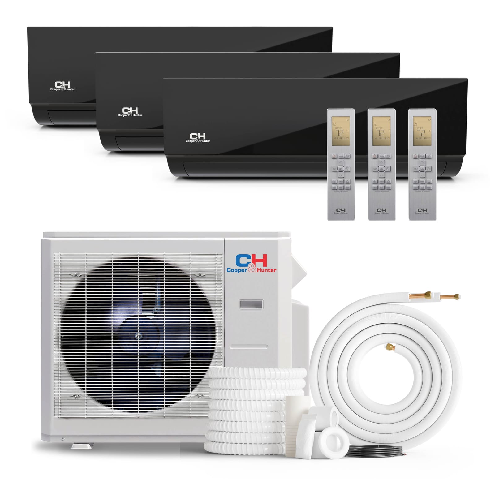 Cooper & Hunter Hyper Olivia Midnight 36,000 BTU 3-Zone 9k+12k+18k Wall Mount, 230V, R454B - Ductless Mini Split AC Heat Pump 1