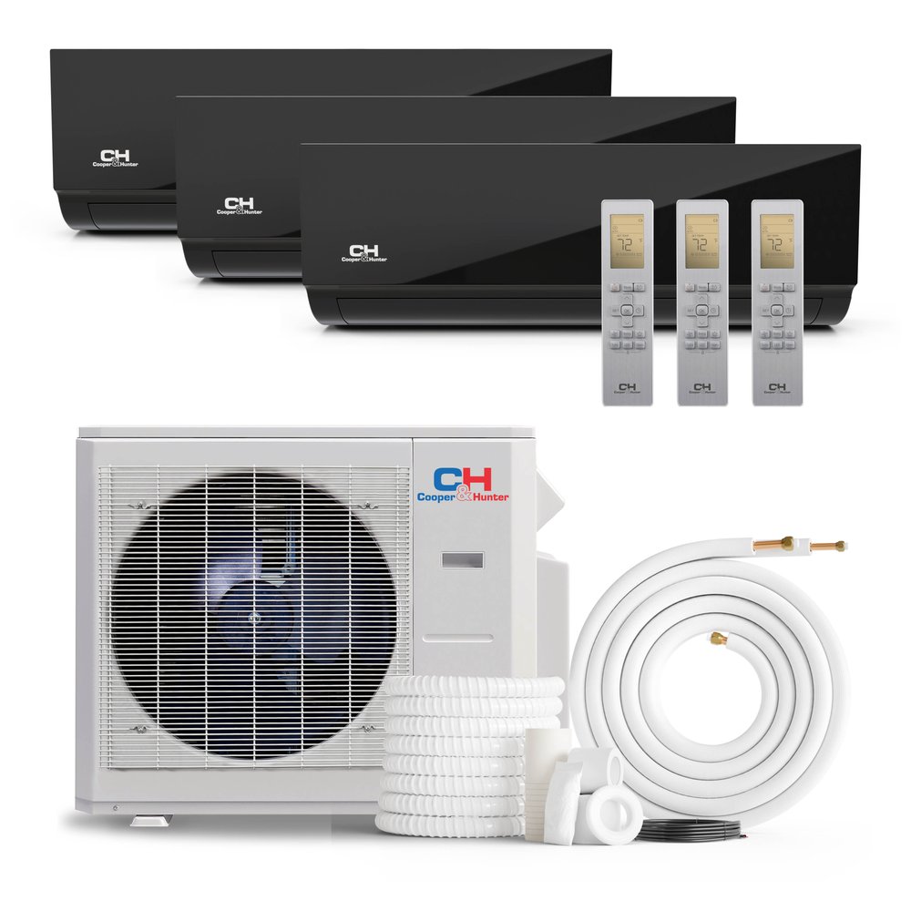 Cooper & Hunter Olivia Midnight 60,000 BTU 3-Zone 12k+12k+24k Wall Mount, 230V, R454B - Ductless Mini Split Air Conditioner Heat Pump 1