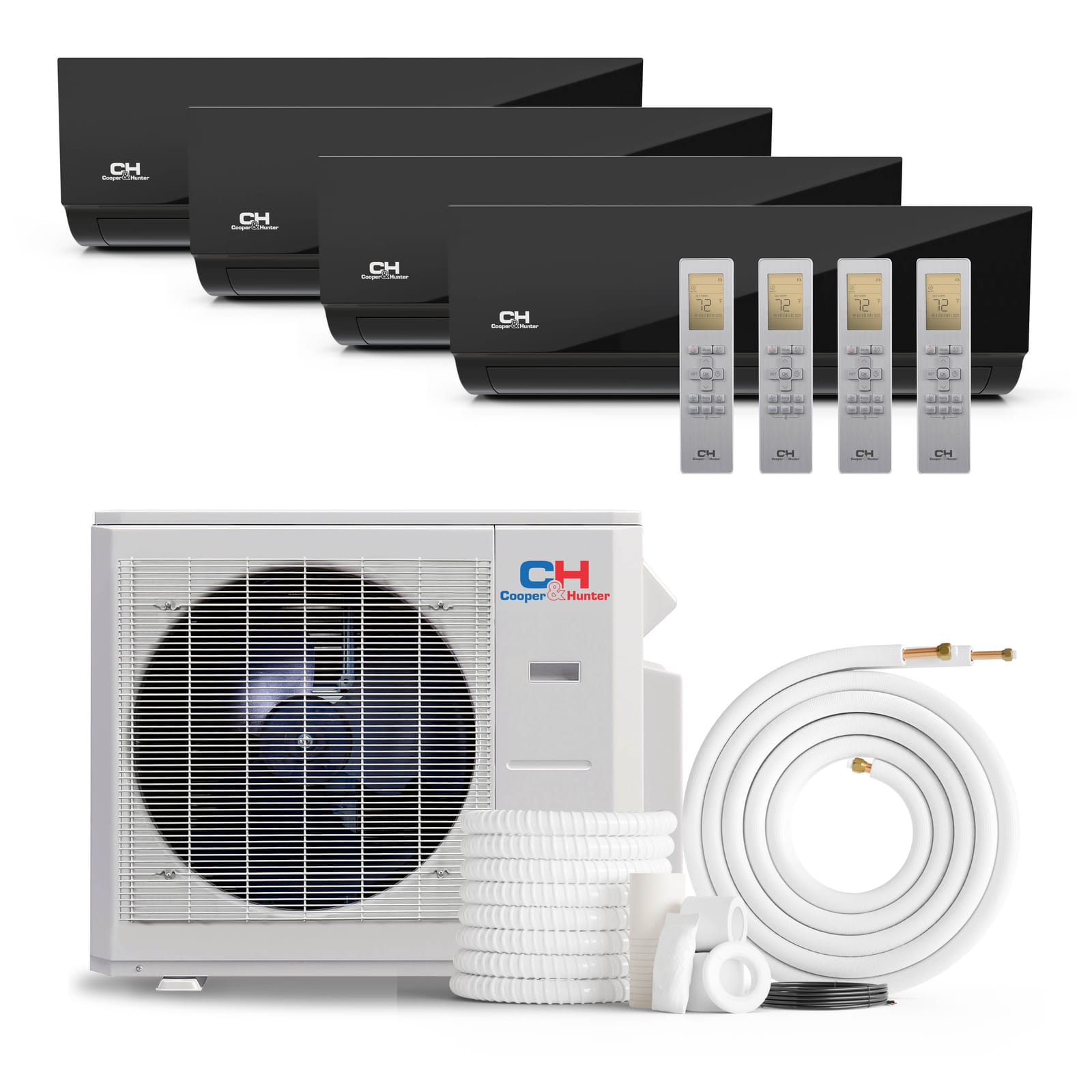 Cooper & Hunter Hyper Olivia Midnight 36,000 BTU 4-Zone 9k+9k+9k+12k Wall Mount, 230V, R454B - Ductless Mini Split AC Heat Pump 1