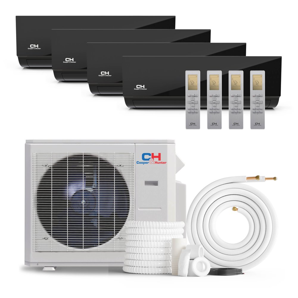 Cooper & Hunter Olivia Midnight 36,000 BTU 4-Zone 9k+9k+12k+18k Wall Mount, 230V, R454B - Ductless Mini Split Air Conditioner Heat Pump 1