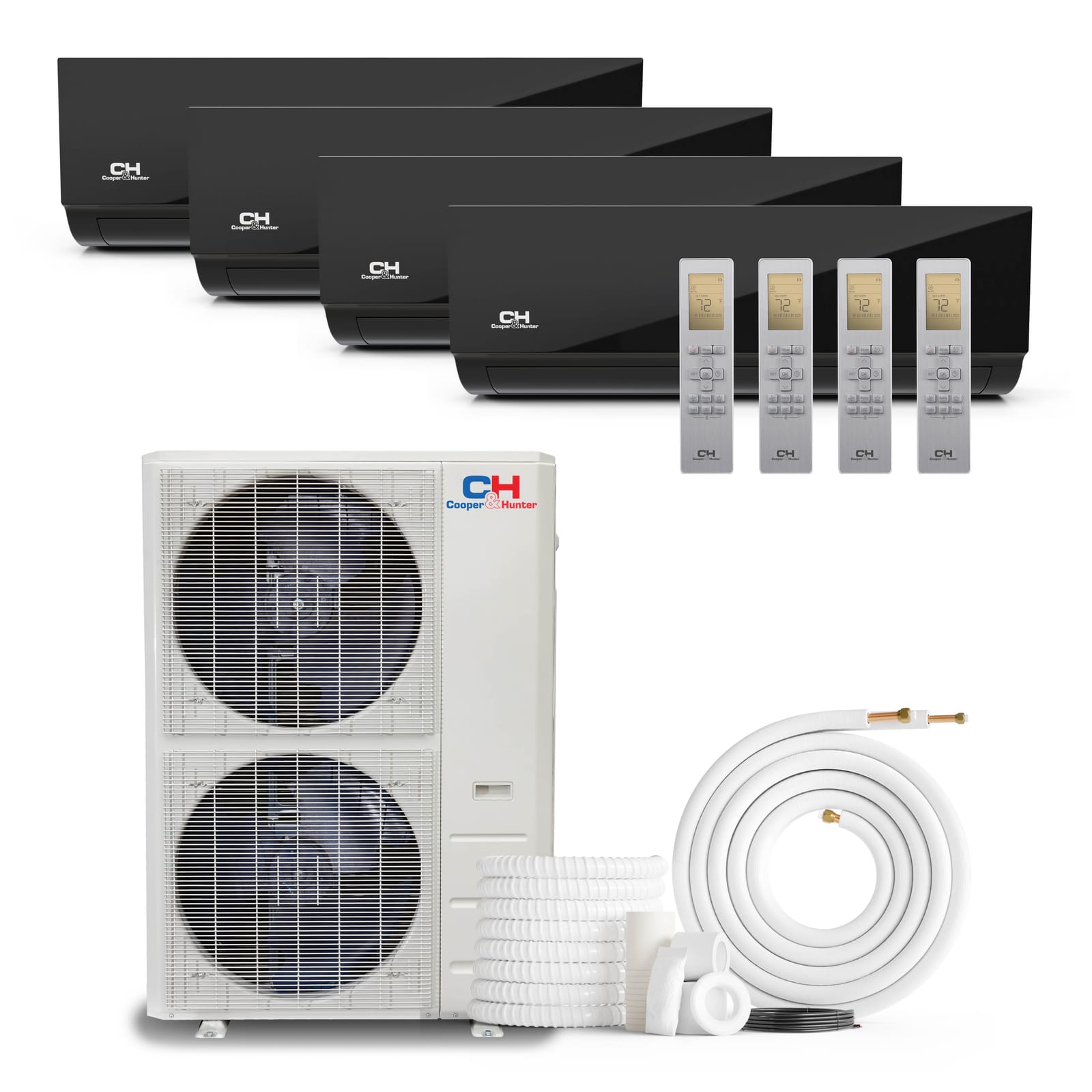 Cooper & Hunter Hyper Olivia Midnight 48,000 BTU 4-Zone 9k+18k+18k+18k Wall Mount, 230V, R454B - Ductless Mini Split AC Heat Pump 1