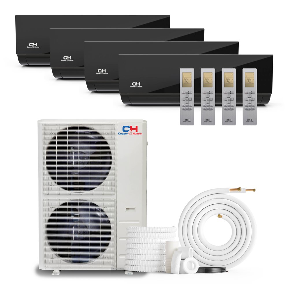 Cooper & Hunter Olivia Midnight 60,000 BTU 4-Zone 12k+12k+12k+18k Wall Mount, 230V, R454B - Ductless Mini Split Air Conditioner Heat Pump 1