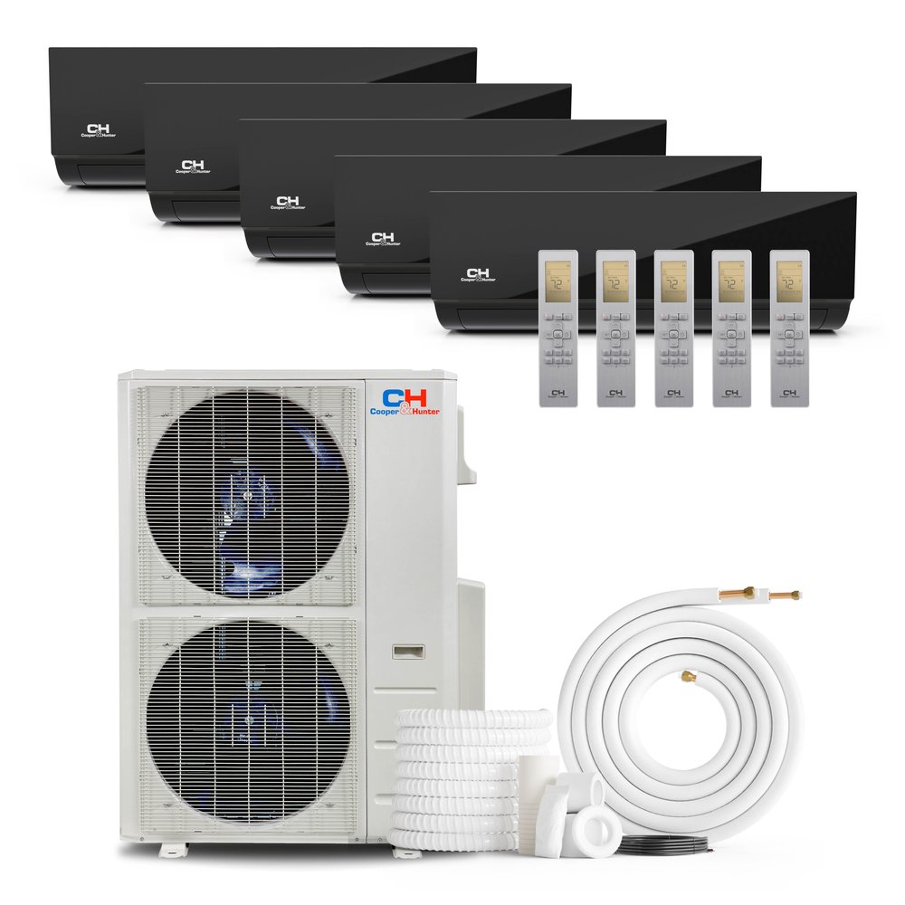 Cooper & Hunter Olivia Midnight 5 Zone 36,000 BTU Wall Mount Mini Split AC/Heat Pump 9K+9K+9K+9K+12K - R454B 1