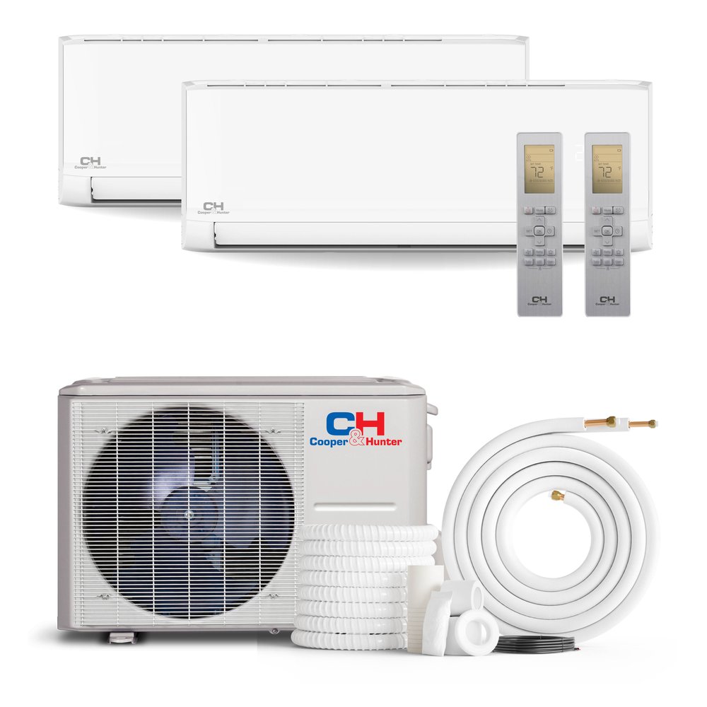 Cooper & Hunter Olivia 18,000 BTU 2-Zone 9k+9k Wall Mount, 230V, R454B - Ductless Mini Split Air Conditioner Heat Pump