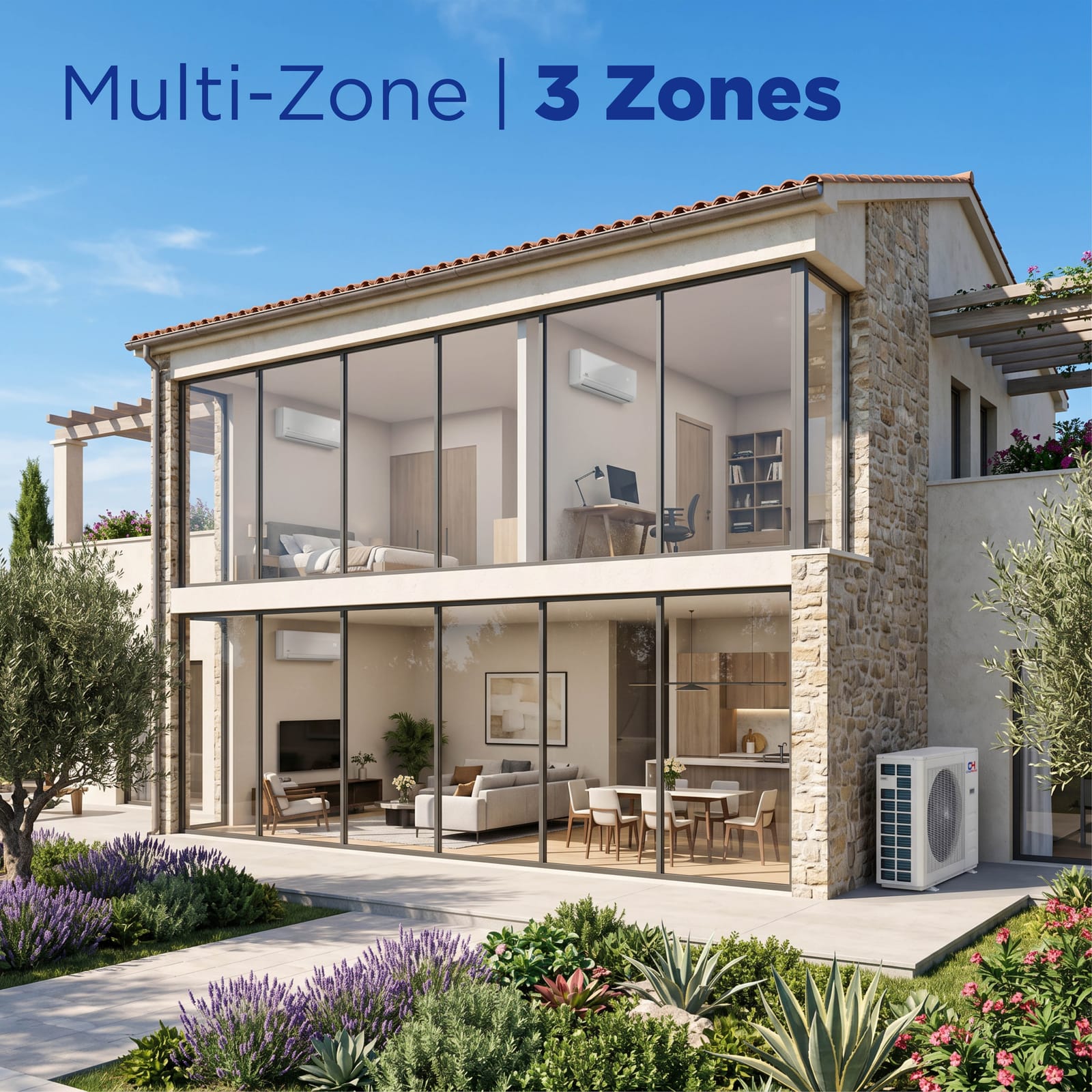 Cooper & Hunter 3 Zone 36,000 BTU OLIVIA Ductless Mini Split AC Wall Mounted 9k+12k+18k 10