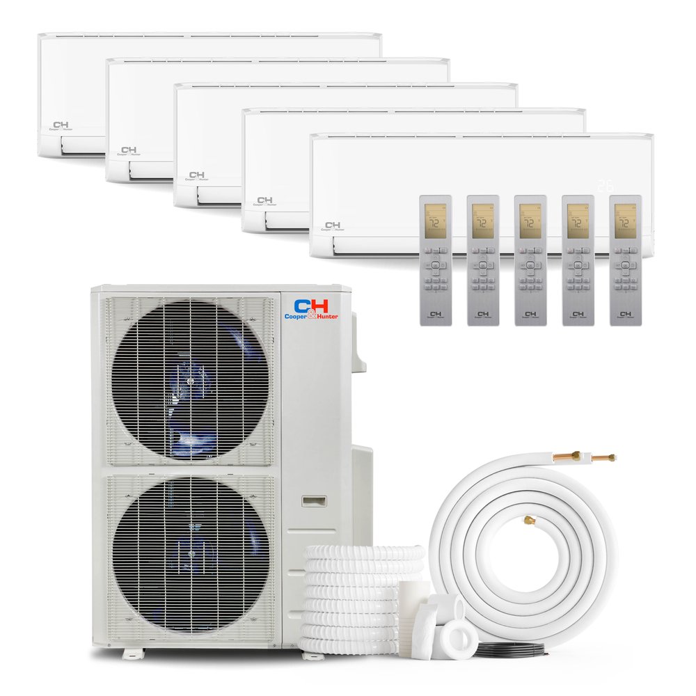 Cooper & Hunter Olivia Series 5 Zone 48,000 BTU Wall Mount Mini Split AC/Heat Pump 6K+9K+12K+12K+24K - R454B 1