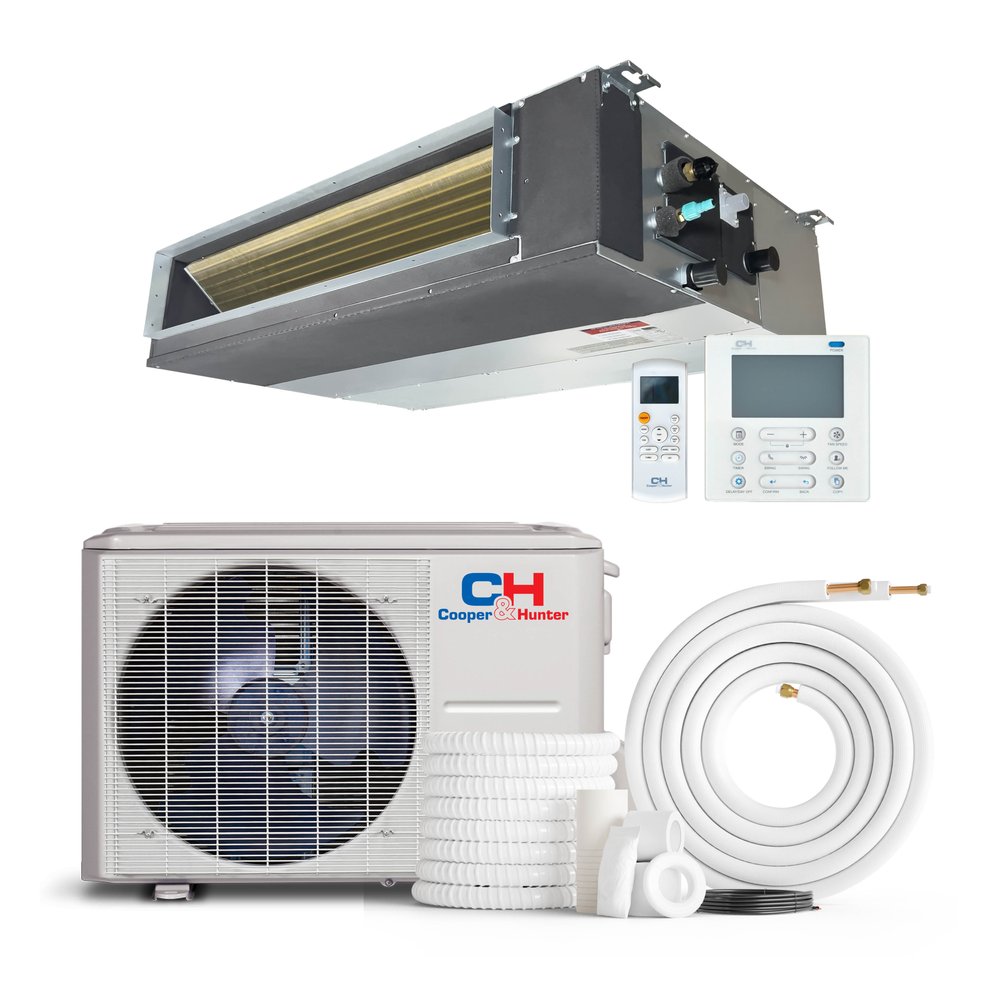 Cooper & Hunter 12,000 BTU Single Zone Slim Duct, 230V, R454B - Ductless Mini Split Air Conditioner Heat Pump