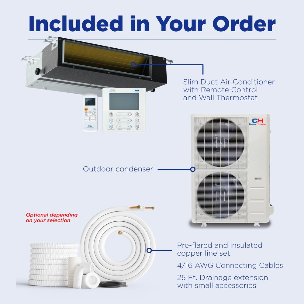 Cooper & Hunter 60,000 BTU Single Zone Light Commercial Slim Duct, 230V, R454B - Ductless Mini Split Air Conditioner Heat Pump 9