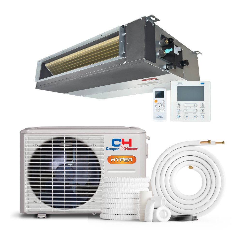 Cooper & Hunter Hyper Heat 18,000 BTU Single Zone Slim Duct, 230V, R454B - Ductless Mini Split Air Conditioner Heat Pump