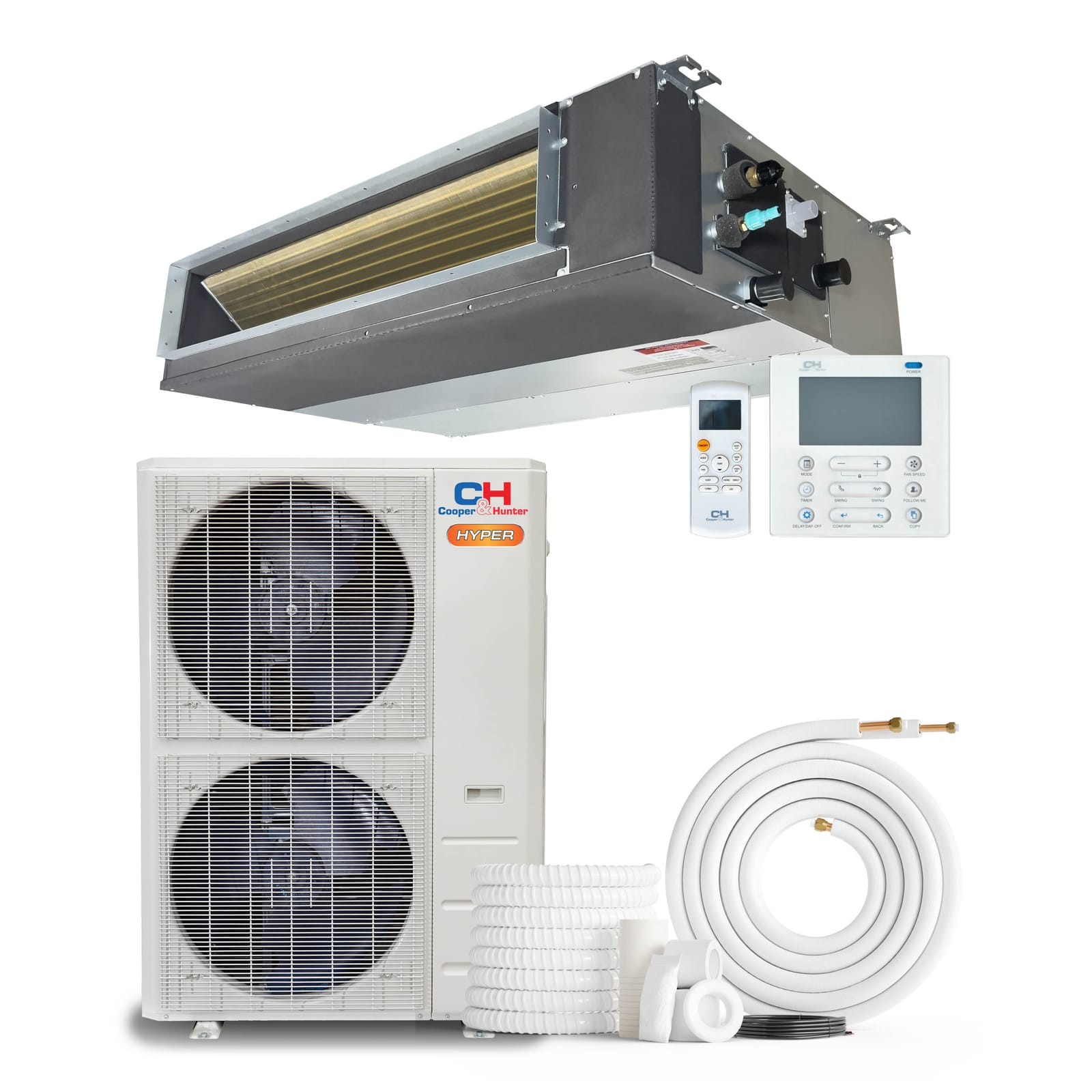 Cooper & Hunter Hyper Heat 60,000 BTU Single Zone Light Commercial Slim Duct, 230V, R454B - Ducted Mini Split Air Conditioner Heat Pump