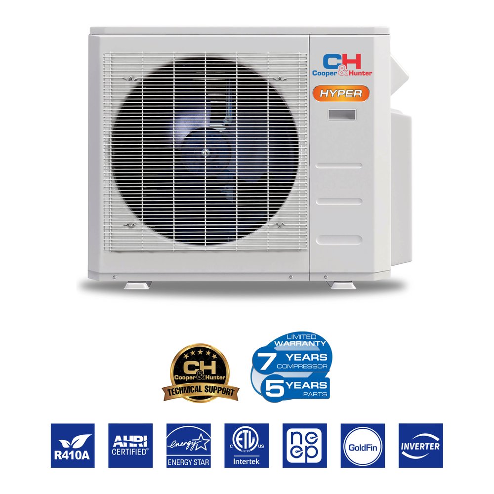 Cooper & Hunter 2 Zone 19,000 BTU Hyper Ducted Mini Split AC Concealed Duct 9k+9k 6