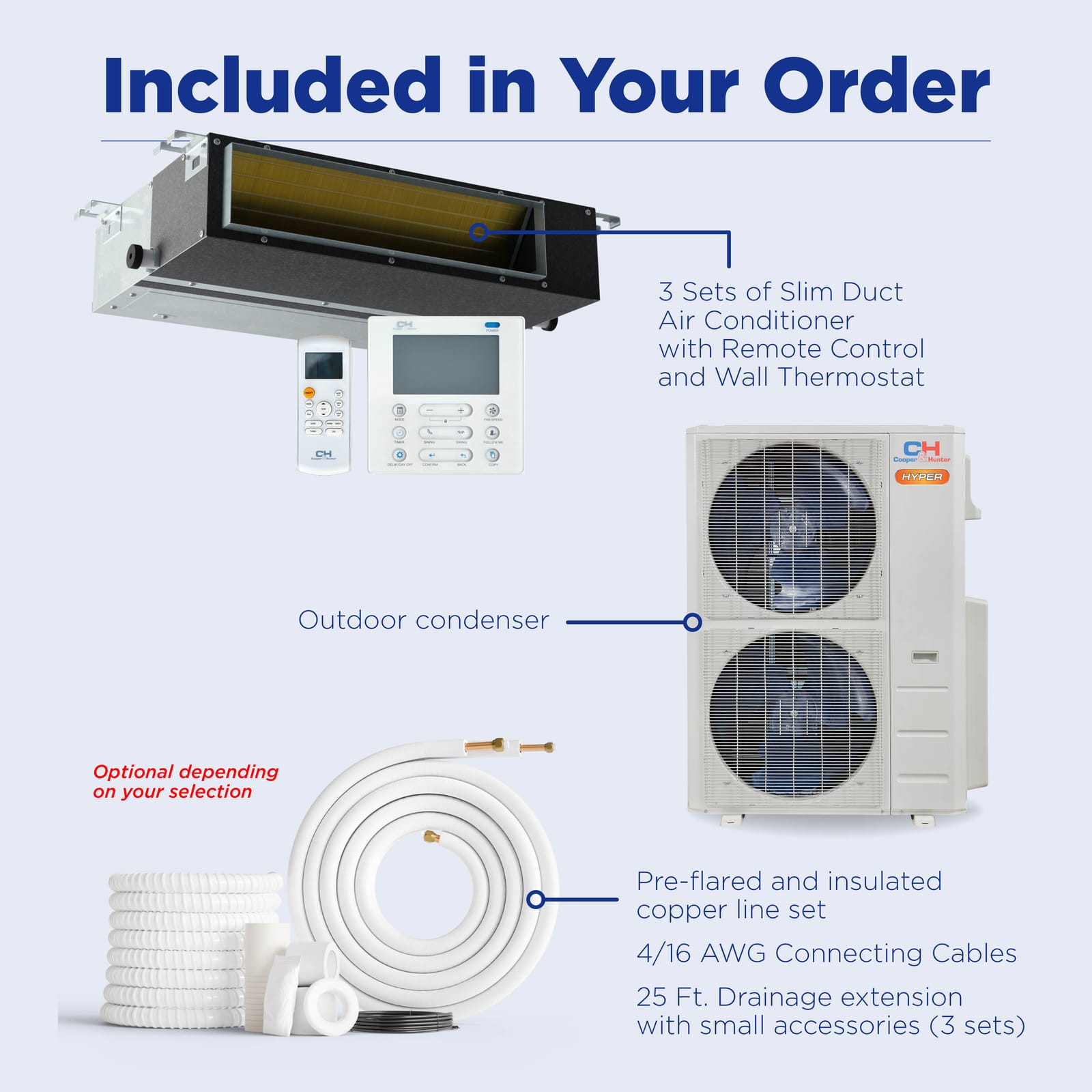 Cooper & Hunter Hyper 55,000 BTU 3-Zone 6k+9k+24k Concealed Duct, 230V, R454B - Ducted Mini Split Air Conditioner Heat Pump 9