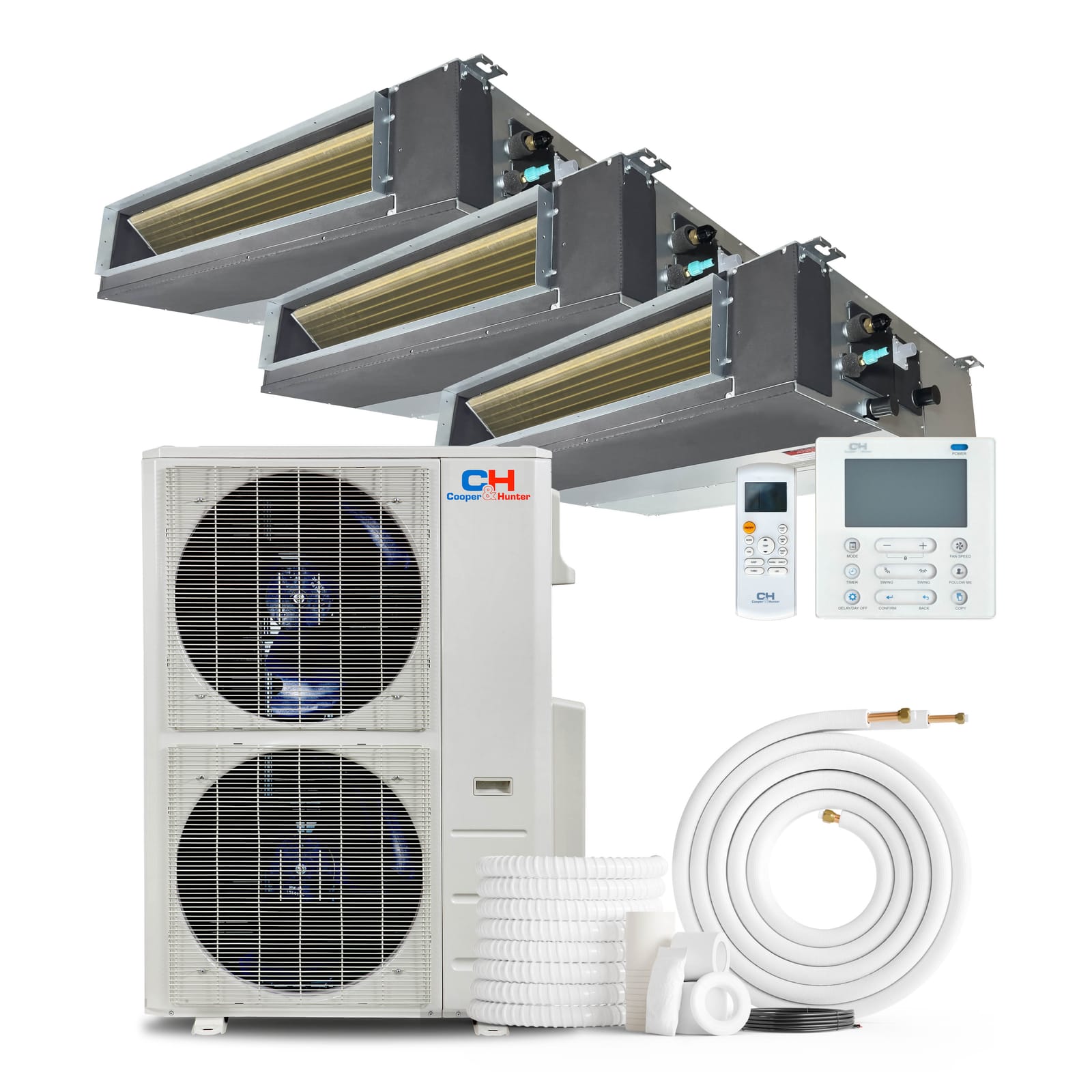 Cooper & Hunter 48,000 BTU 3-Zone 12k+12k+12k Concealed Duct, 230V, R454B - Ducted Mini Split Air Conditioner Heat Pump 1