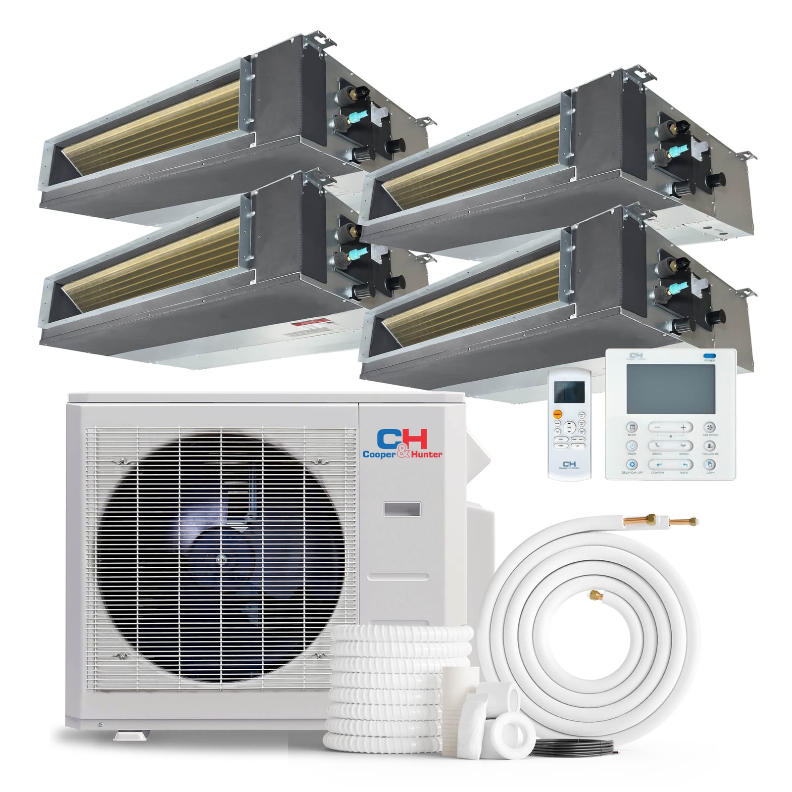 Cooper & Hunter 36,000 BTU 4-Zone 6k+6k+12k+18k Concealed Duct, 230V, R454B - Ducted Mini Split Air Conditioner Heat Pump 1