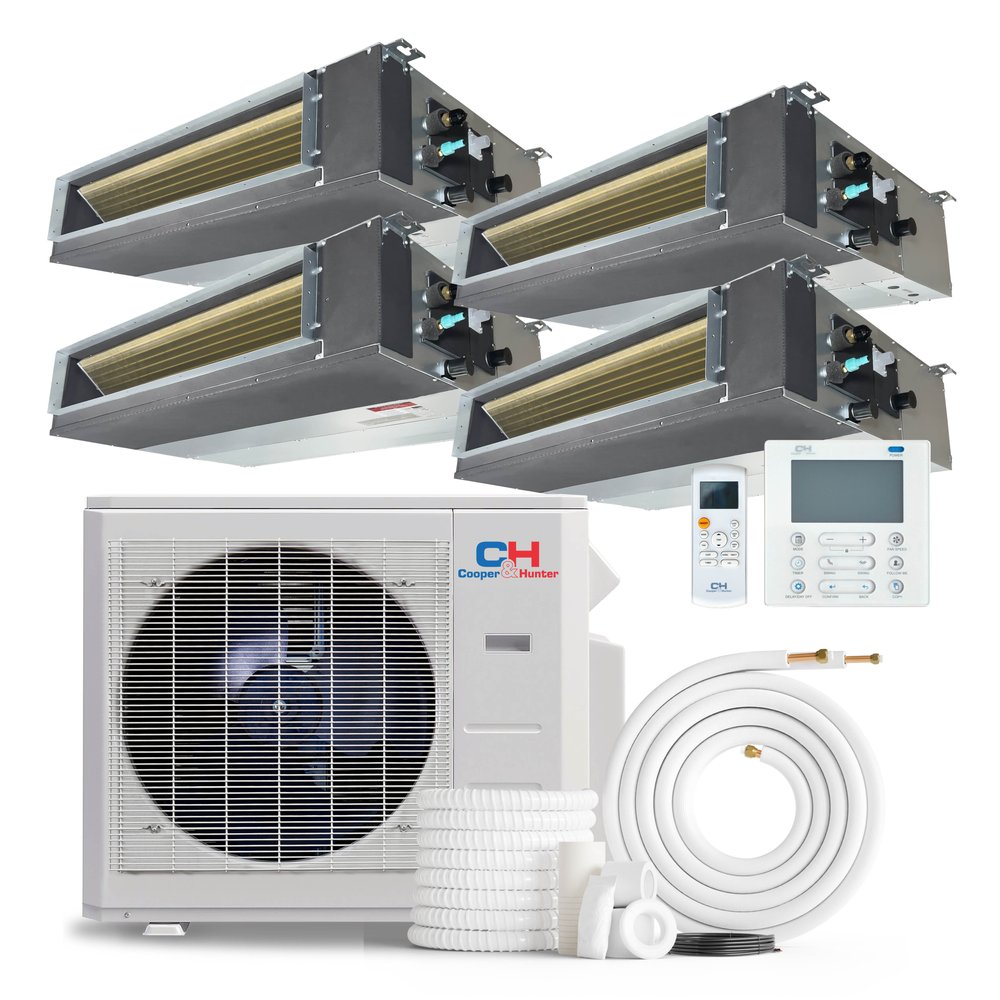 Cooper & Hunter 4 Zone 36,000 BTU Ducted Mini Split AC Concealed Duct 9k+9k+9k+9k