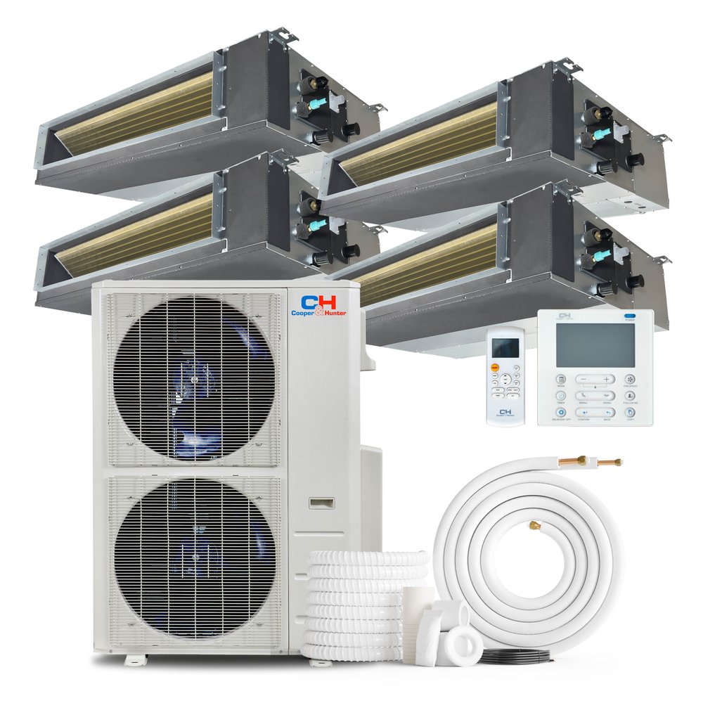 Cooper & Hunter 4 Zone 48,000 BTU Ducted Mini Split AC Concealed Duct 9k+12k+18k+18k 1