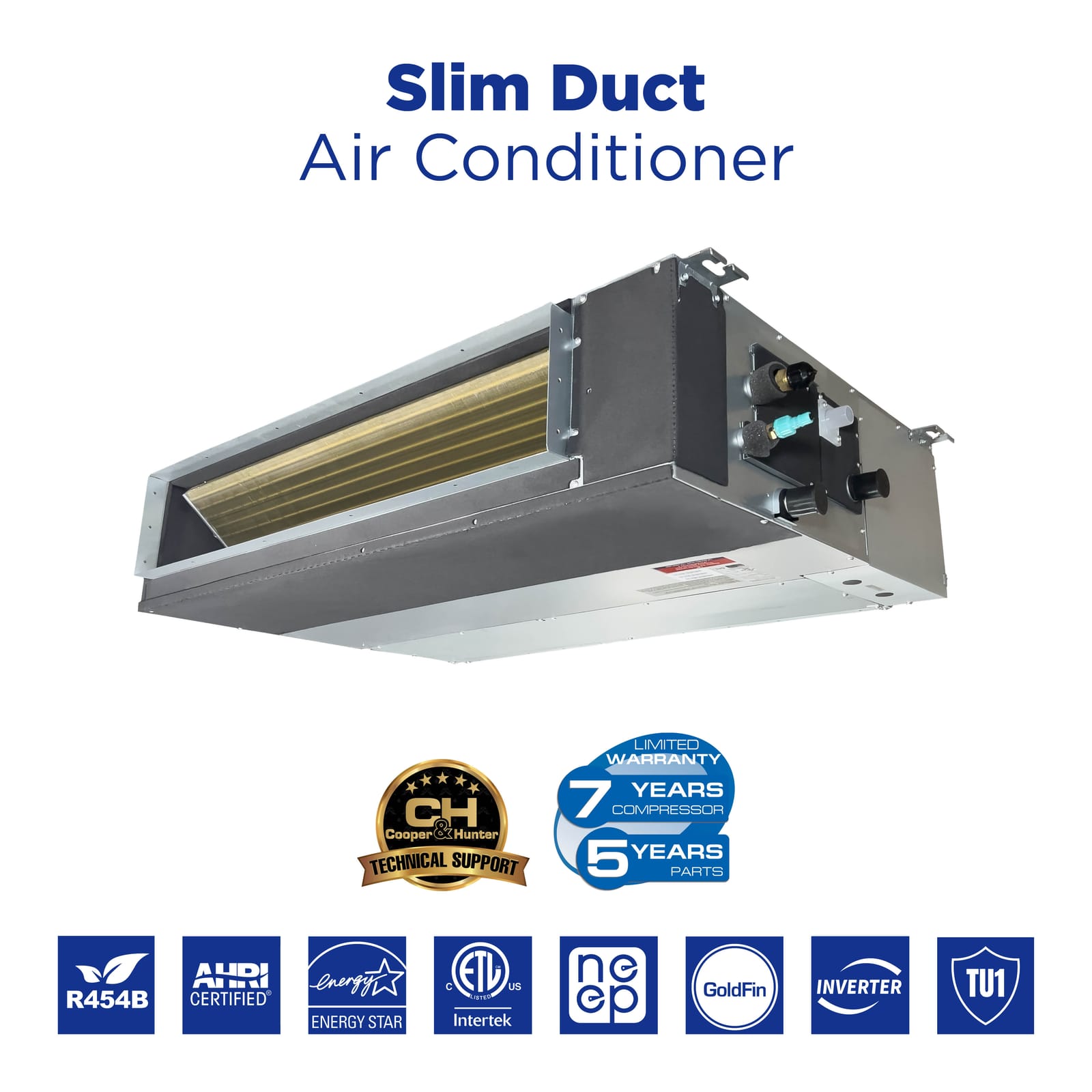 Cooper & Hunter 60,000 BTU 5-Zone 9k+9k+9k+18k+18k Concealed Duct, 230V, R454B - Ducted Mini Split Air Conditioner Heat Pump 2