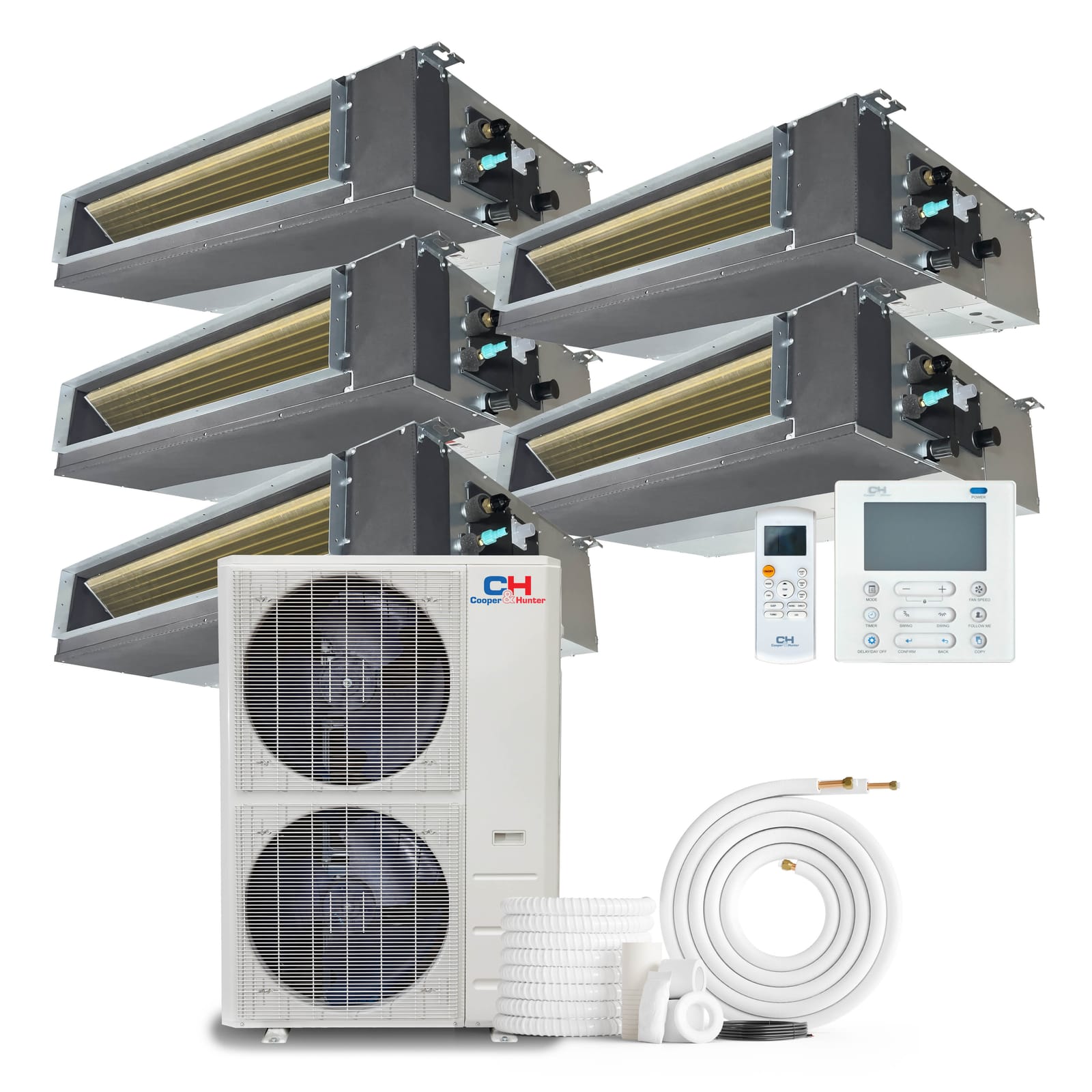 Cooper & Hunter 48,000 BTU 5-Zone 9k+9k+9k+12k+24k Concealed Duct, 230V, R454B - Ducted Mini Split Air Conditioner Heat Pump 1