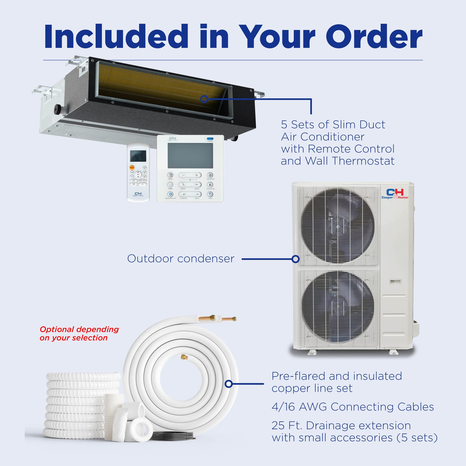 Cooper & Hunter 60,000 BTU 5-Zone 6k+6k+6k+18k+18k Concealed Duct, 230V, R454B - Ducted Mini Split Air Conditioner Heat Pump 9