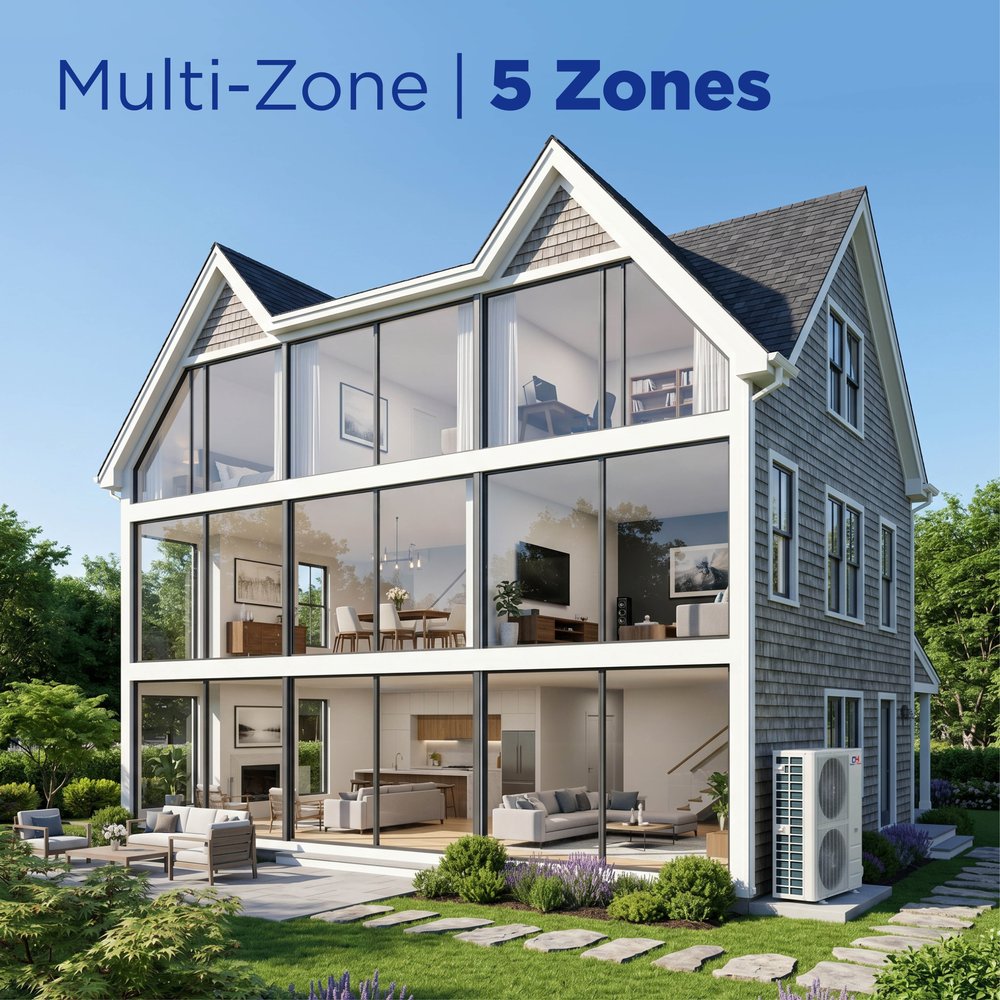 Cooper & Hunter 5 Zone 48,000 BTU Ducted Mini Split AC Concealed Duct 9k+9k+9k+9k+18k 10