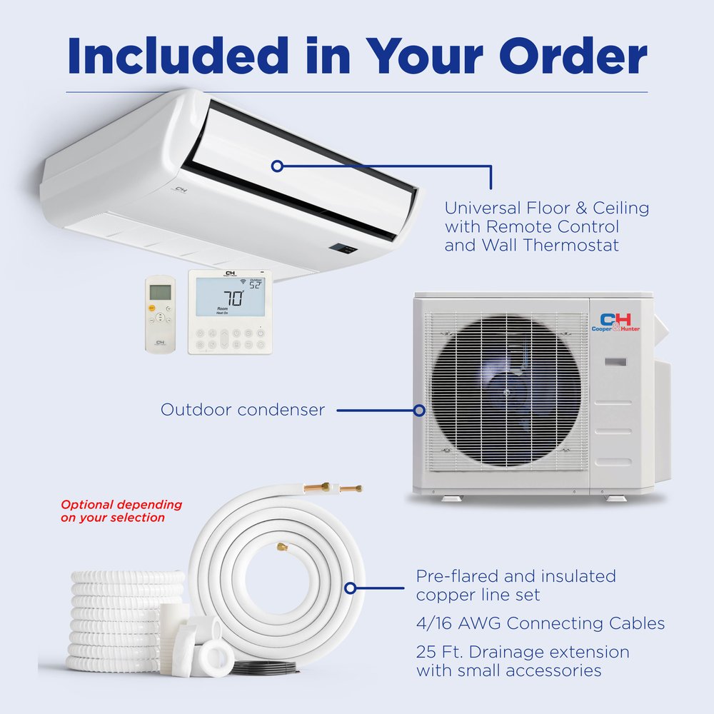 Cooper & Hunter 36,000 BTU Single Zone Light Commercial Universal Floor/Ceiling, 230V, R454B - Ductless Mini Split Air Conditioner Heat Pump 9