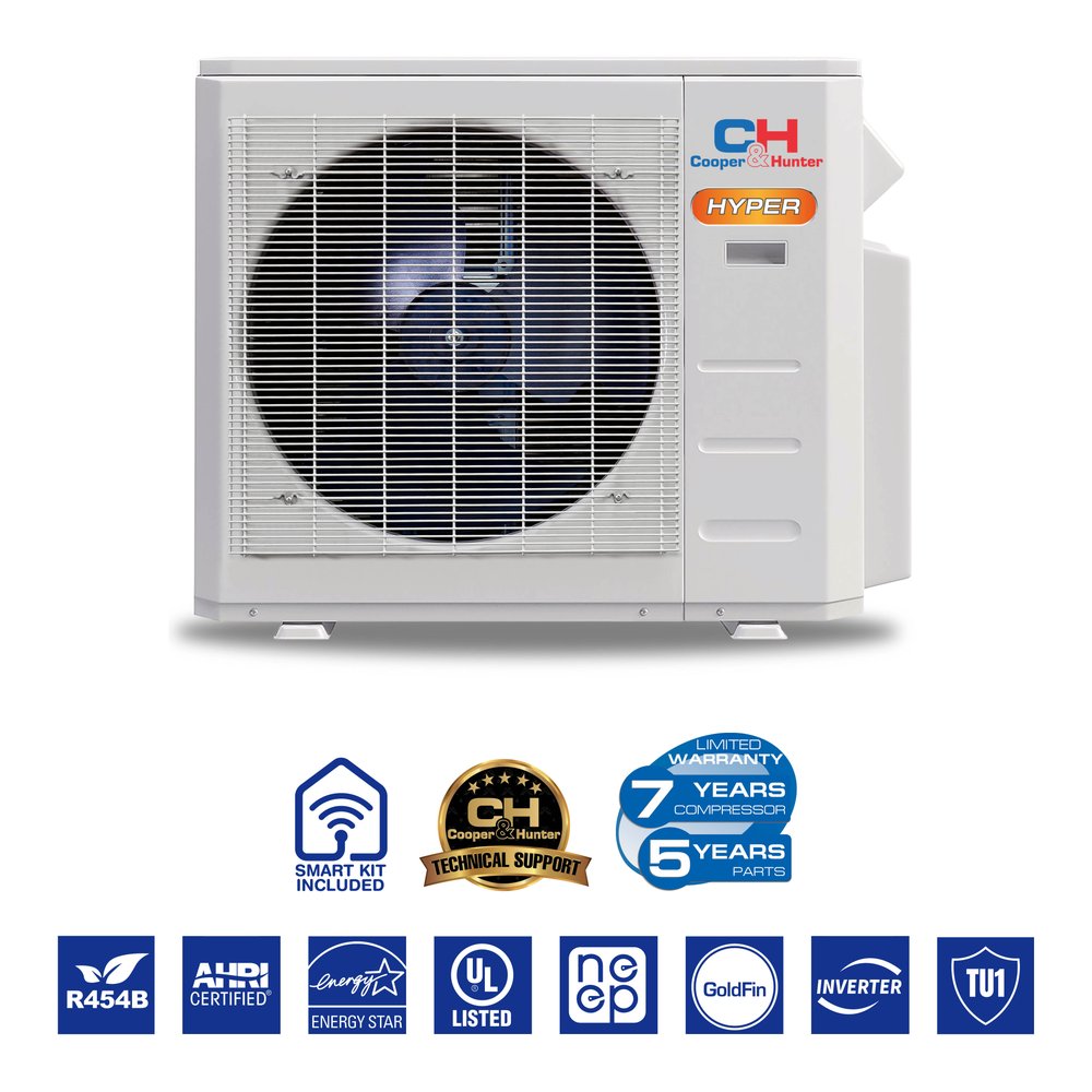 Cooper & Hunter Hyper Heat 28,000 BTU 2-Zone 18k+18k Universal Floor/Ceiling, 230V, R454B - Ductless Mini Split Air Conditioner Heat Pump 6