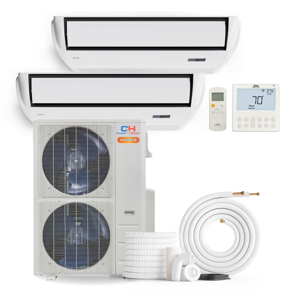 Cooper & Hunter Hyper Heat 48,000 BTU 2-Zone 18k+24k Universal Floor/Ceiling, 230V, R454B - Ductless Mini Split Air Conditioner Heat Pump