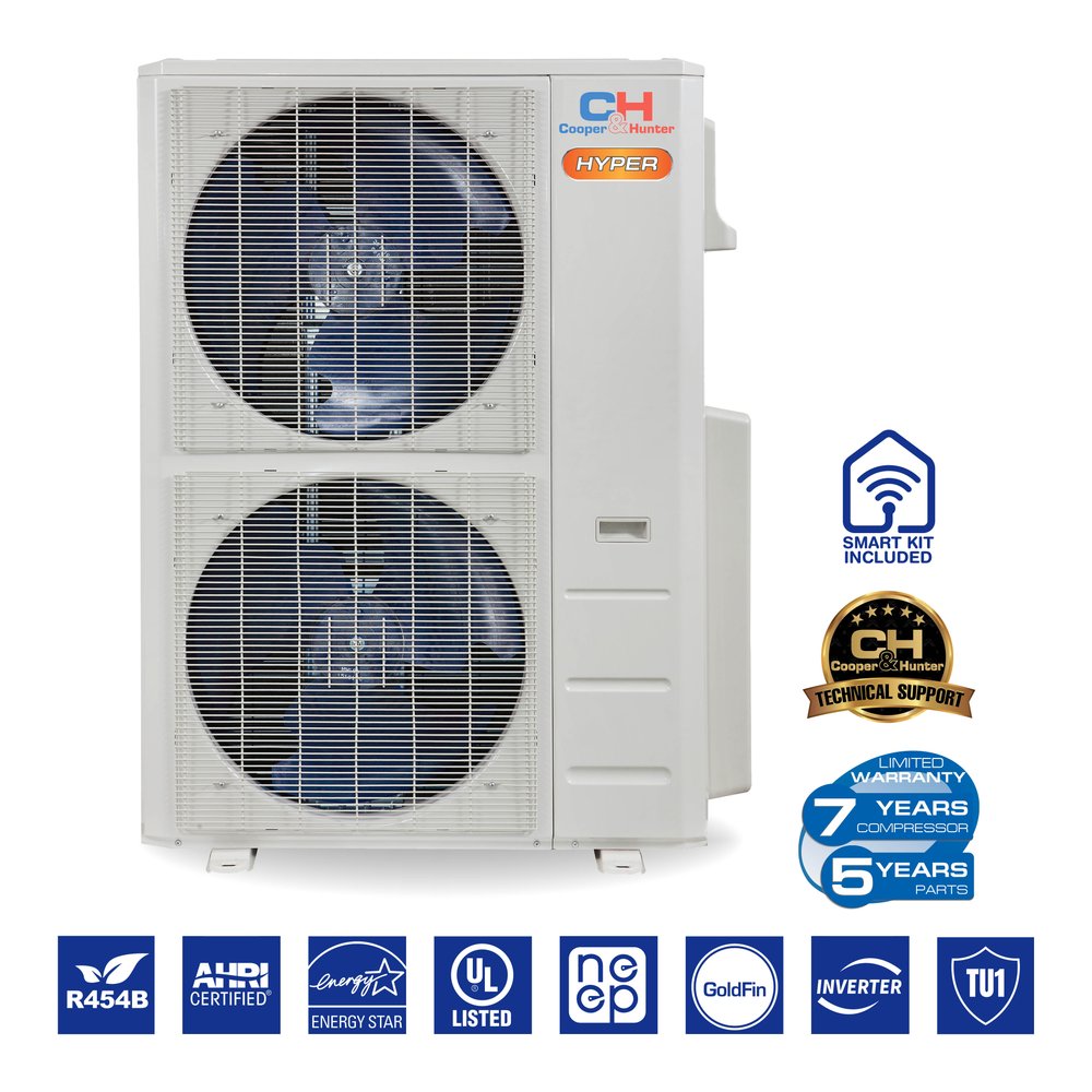 Cooper & Hunter Hyper Heat 55,000 BTU 3-Zone 18k+18k+18k Universal Floor/Ceiling, 230V, R454B - Ductless Mini Split Air Conditioner Heat Pump 6
