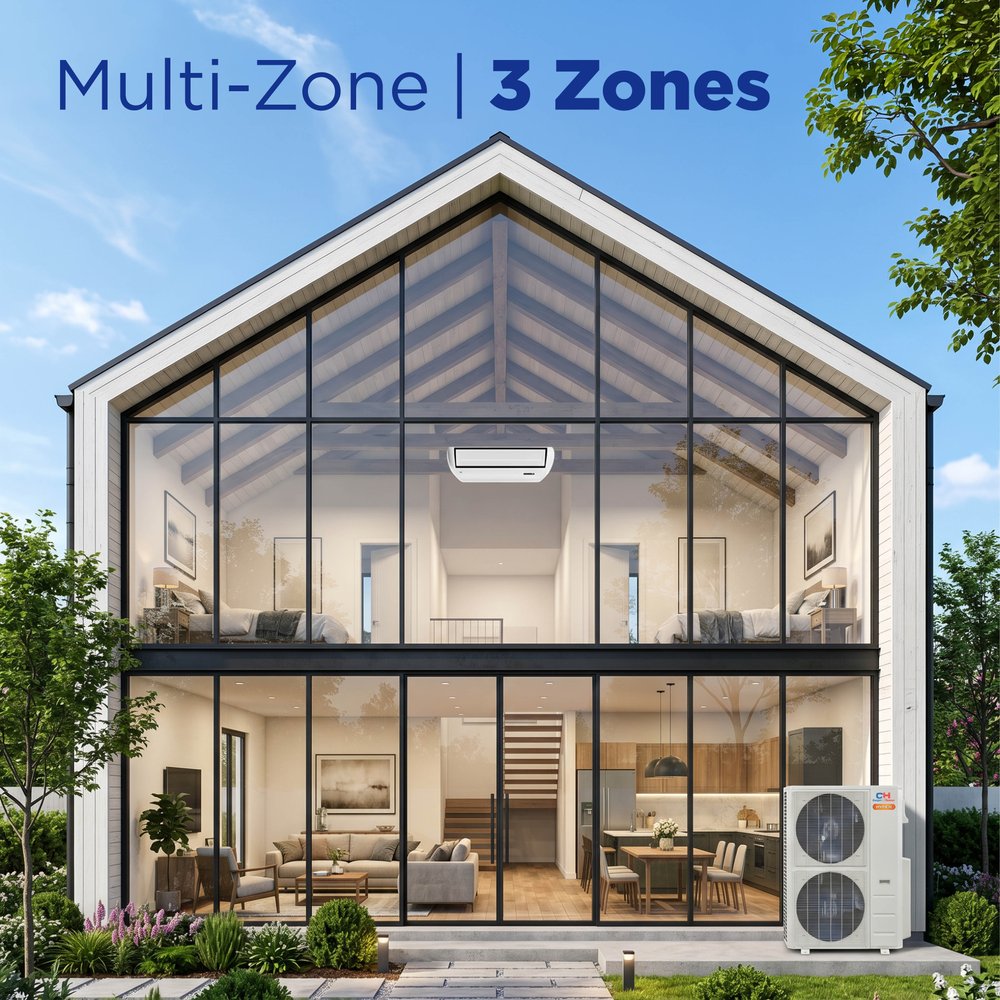 Cooper & Hunter Hyper Heat 55,000 BTU 3-Zone 18k+18k+18k Universal Floor/Ceiling, 230V, R454B - Ductless Mini Split Air Conditioner Heat Pump 10