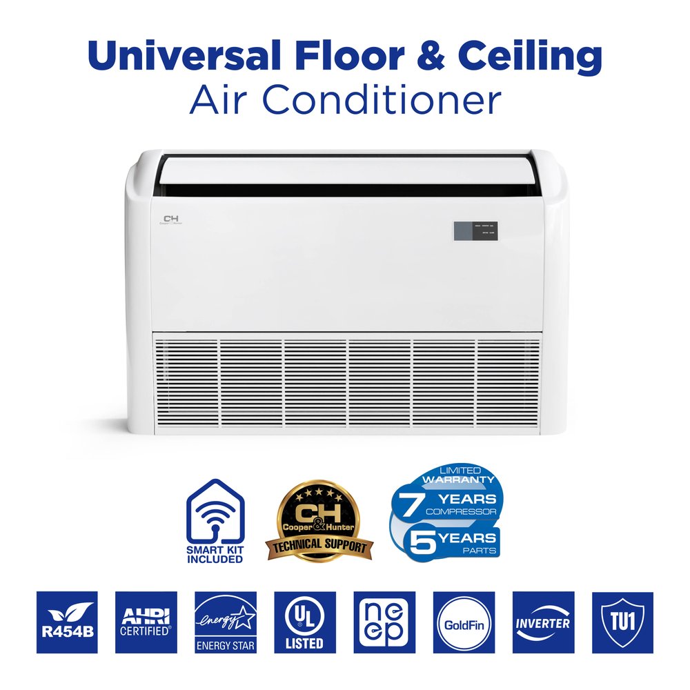 Cooper & Hunter 2 Zone 48,000 BTU Ductless Mini Split AC Universal Floor/Ceiling 24k+24k 2