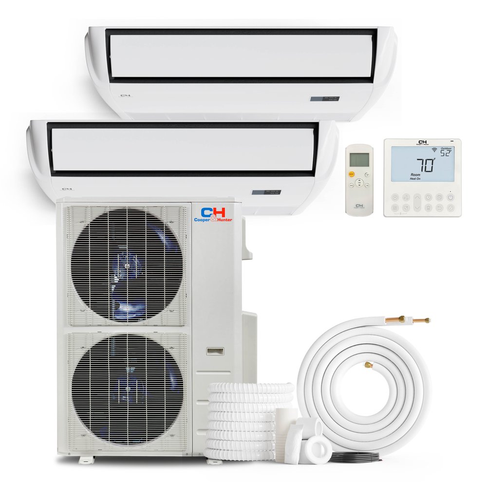 Cooper & Hunter 2 Zone 48,000 BTU Ductless Mini Split AC Universal Floor/Ceiling 18k+24k