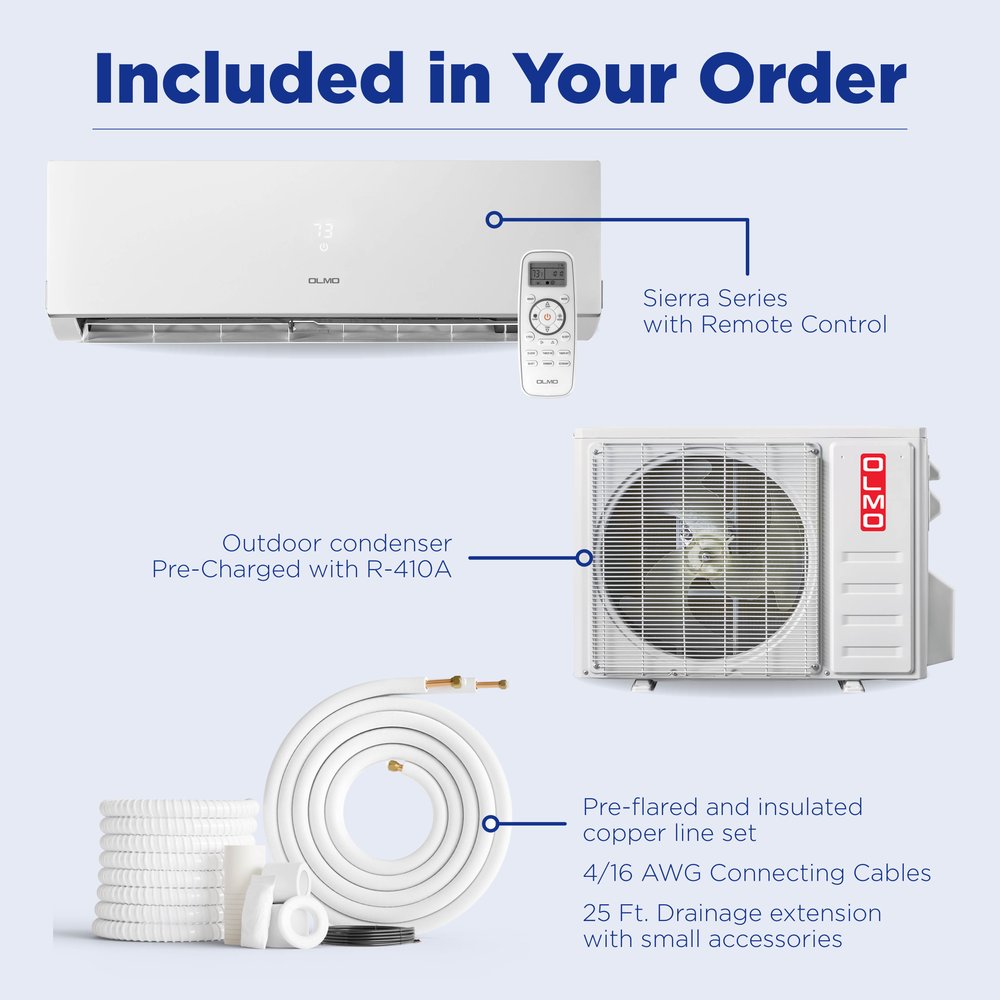 OLMO Sierra 24,000 BTU Outdoor Condenser, 230V, R410A - Ductless Mini Split Air Conditioner Heat Pump 9