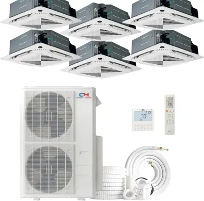 Cooper & Hunter 48,000 BTU 6-Zone 9k+9k+9k+9k+9k+18k Ceiling Cassette, 230V, R454B - Ductless Mini Split Air Conditioner Heat Pump