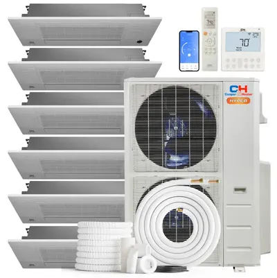 Cooper & Hunter Hyper 55,000 BTU 6-Zone 6K+6K+12K+12K+12K+12K One-Way Cassette, 230V, R454B - Ductless Mini Split Air Conditioner Heat Pump 1