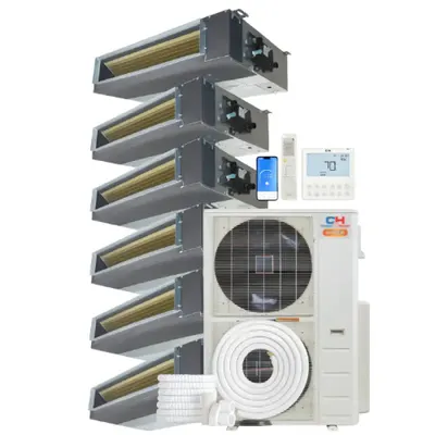 Cooper & Hunter Hyper 55,000 BTU 6-Zone 9k+9k+9k+12k+12k+12k Concealed Duct, 230V, R454B - Ducted Mini Split Air Conditioner Heat Pump 1