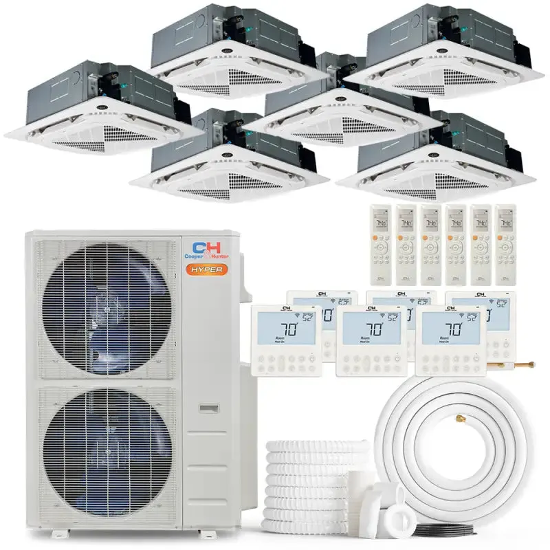 Cooper & Hunter Hyper Heat 55,000 BTU 6-Zone 12k+12k+12k+12k+12k+12k Ceiling Cassette, 230V, R454B - Ductless Mini Split Air Conditioner Heat Pump — photo 1