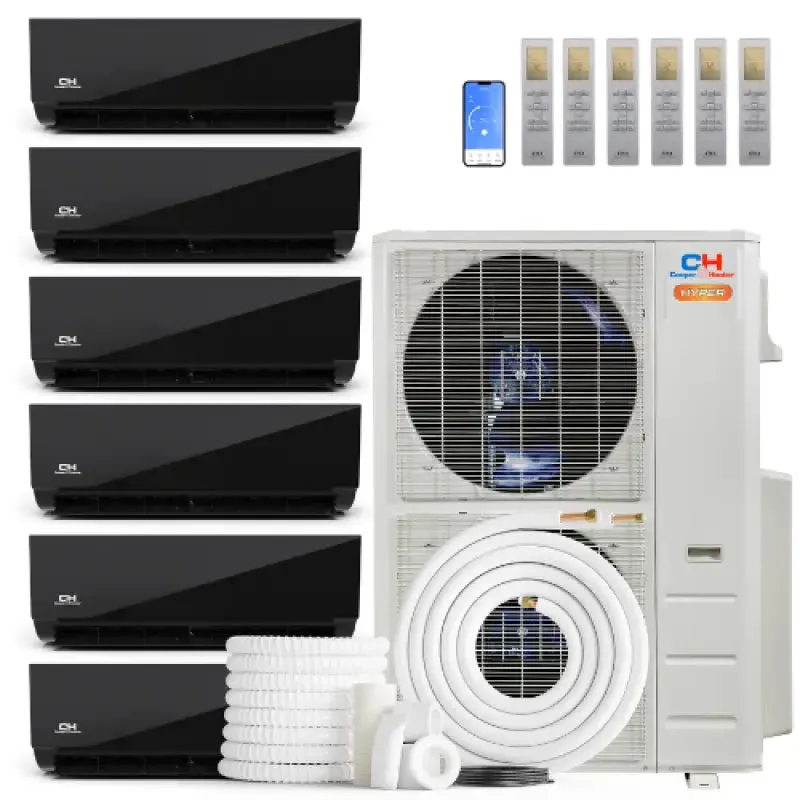 Cooper & Hunter Hyper Olivia Midnight 55,000 BTU 6-Zone 9k+9k+12k+12k+12k+18k Wall Mount, 230V, R454B - Ductless Mini Split AC Heat Pump — photo 1