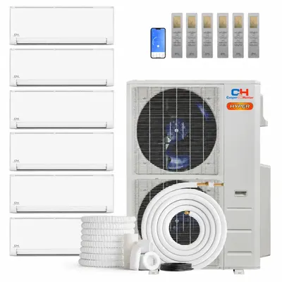 Cooper & Hunter Olivia Hyper 55,000 BTU 6-Zone 9k+12k+12k+12k+12k+12k Wall Mount, 230V, R454B - Ductless Mini Split AC Heat Pump 1