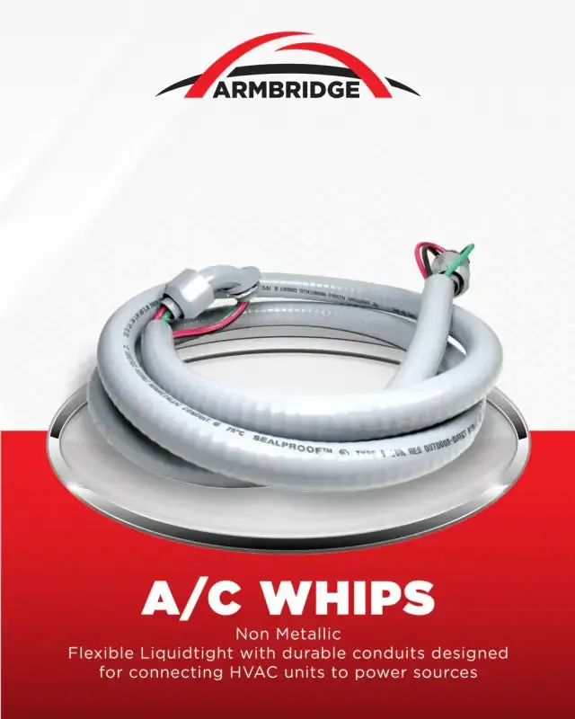 ARMBRIDGE Non-Metallic A/C Whip 3/4" x 6 ft – Pre-Wired Liquid tight Conduit with 8/2 & 10/1 Wires for HVAC & Air Conditioner Power Connection — photo 3