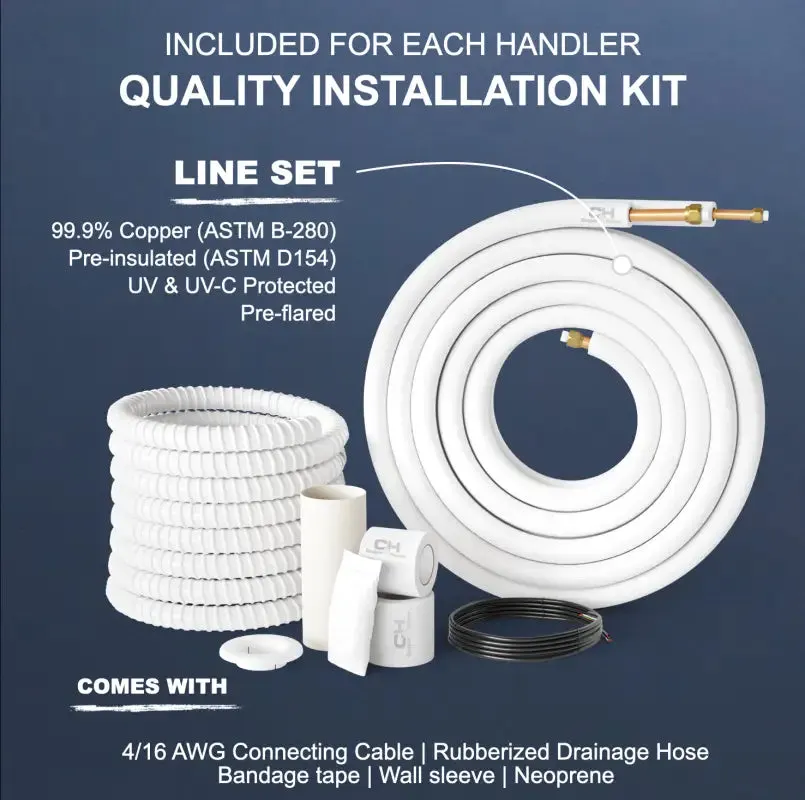 Cooper & Hunter 1/4"-3/8" Installation Kit for Ductless Mini Split, Insulated Pre-Flared Copper 16ft/25ft/50ft with Data Wires — photo 7
