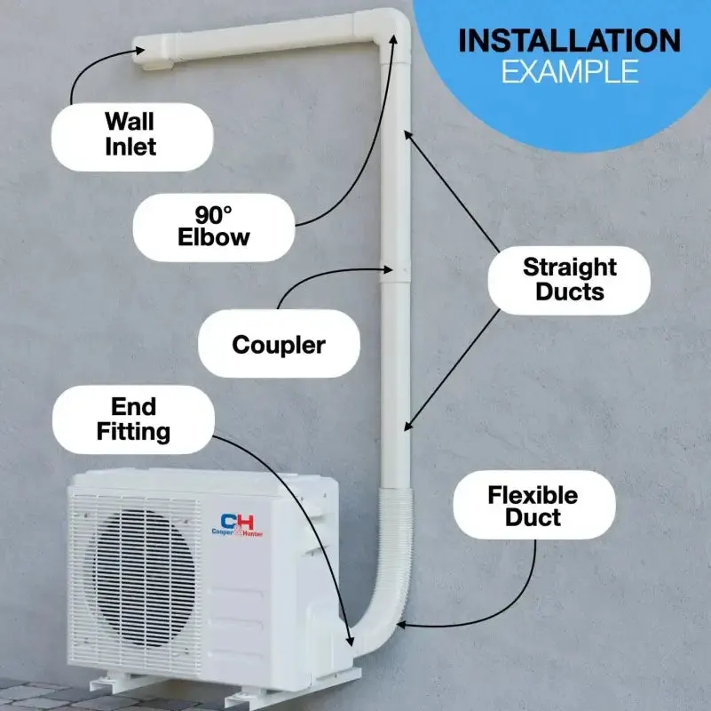 Cooper & Hunter 12FT PVC Decorative Line Set Cover Kit for Ductless Mini Split Air Conditioners — photo 4