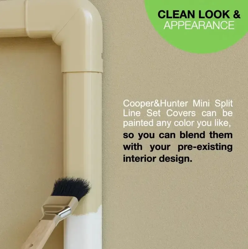 Cooper & Hunter 12FT PVC Decorative Line Set Cover Kit for Ductless Mini Split Air Conditioners — photo 5
