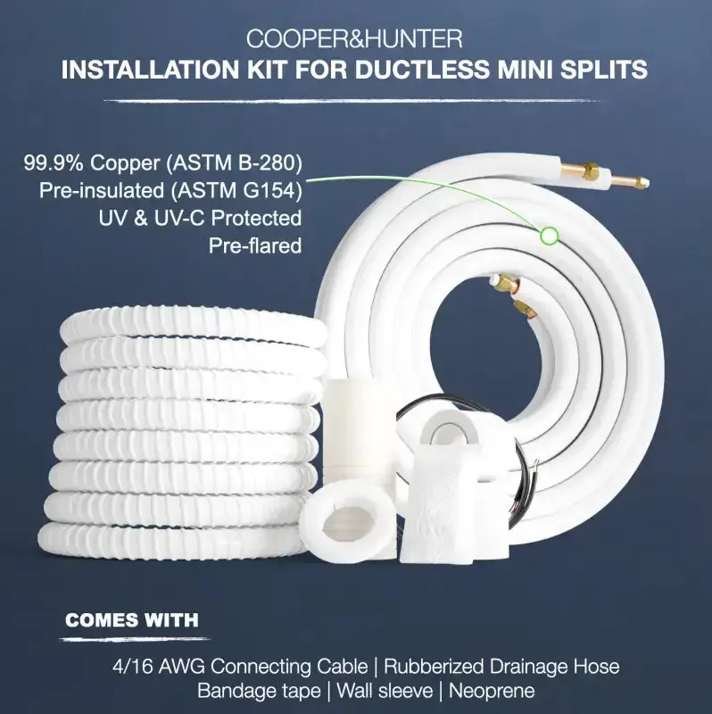 Cooper & Hunter 3/8"-3/4" Mini Split Installation Kit Insulated Pre-Flared 25ft/50ft with Connection Wires — photo 3