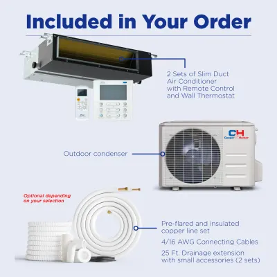 Cooper & Hunter 6 Zone 60,000 BTU Concealed Duct Mini Split AC R454B 6K+6K+6K+6K+6K+18K 10